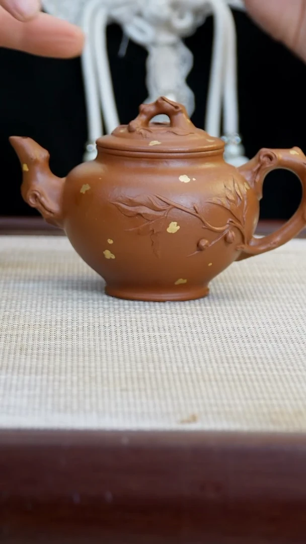 茶壶紫砂模型线微瑕小煤窑朱泥桃报春洒金220C