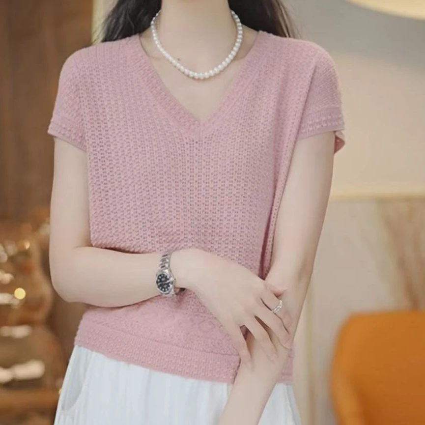 NaNa's【莱赛尔天丝】夏季轻薄透气设计感V领时尚百搭上衣3819