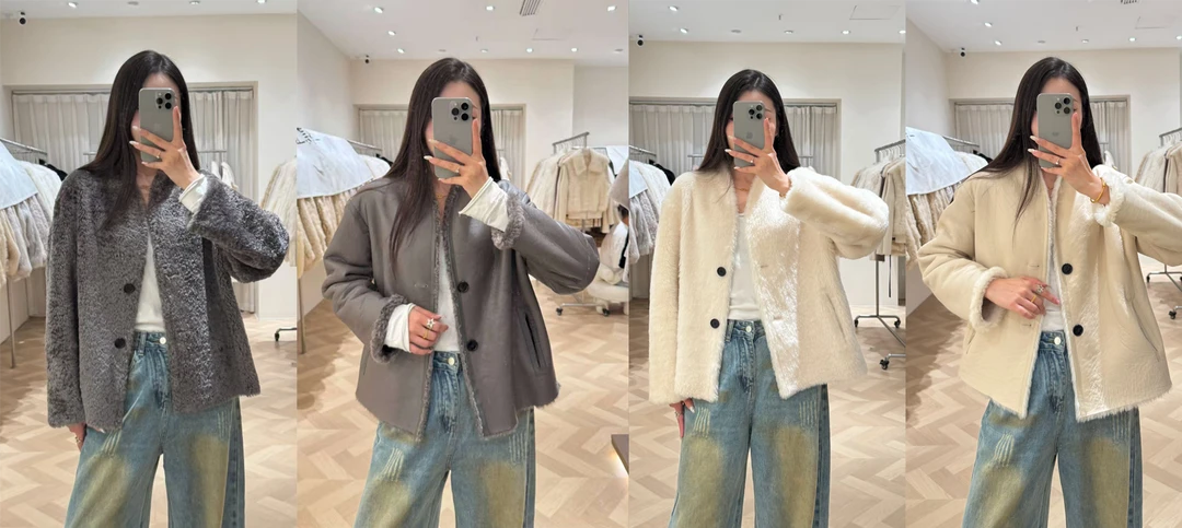 凯哥伯爵夫人 南非拉贡胎羊两面穿拉贡羊皮毛一体海宁皮草 129-1