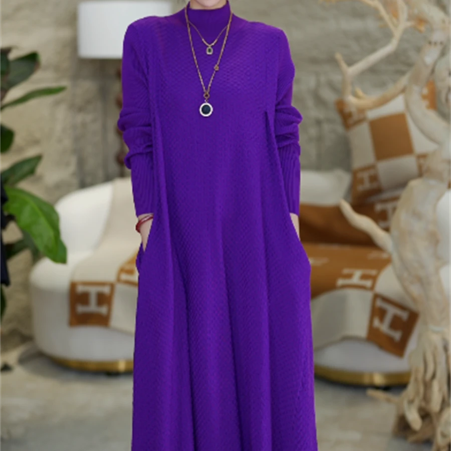 春夏新款【明月清风】新款百搭时尚重磅加厚保暖毛衣连衣裙-9042#