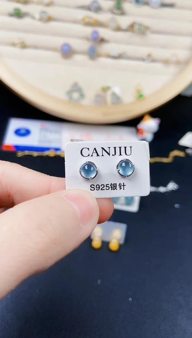 【闪购商品】翡翠银S925镶嵌耳饰546464