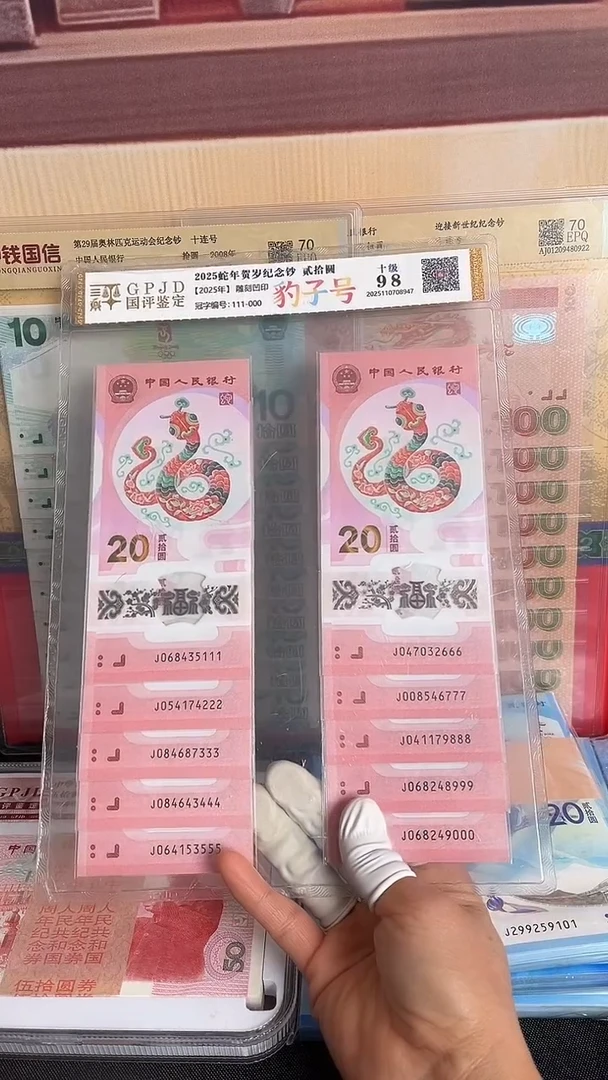 塑料蛇年生肖纪念钞十连号尾豹