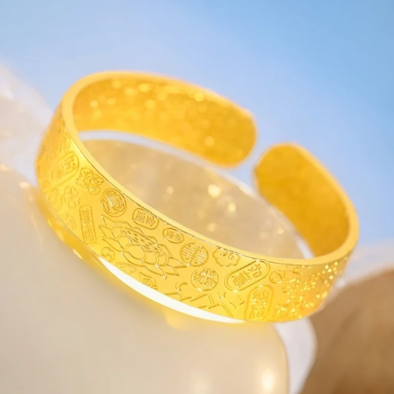 【M】新款新中式贵人镯吉言八宝开口莲花手镯【SCS27】