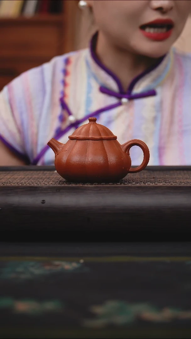 茶壶紫砂朱泥 筋纹小文旦