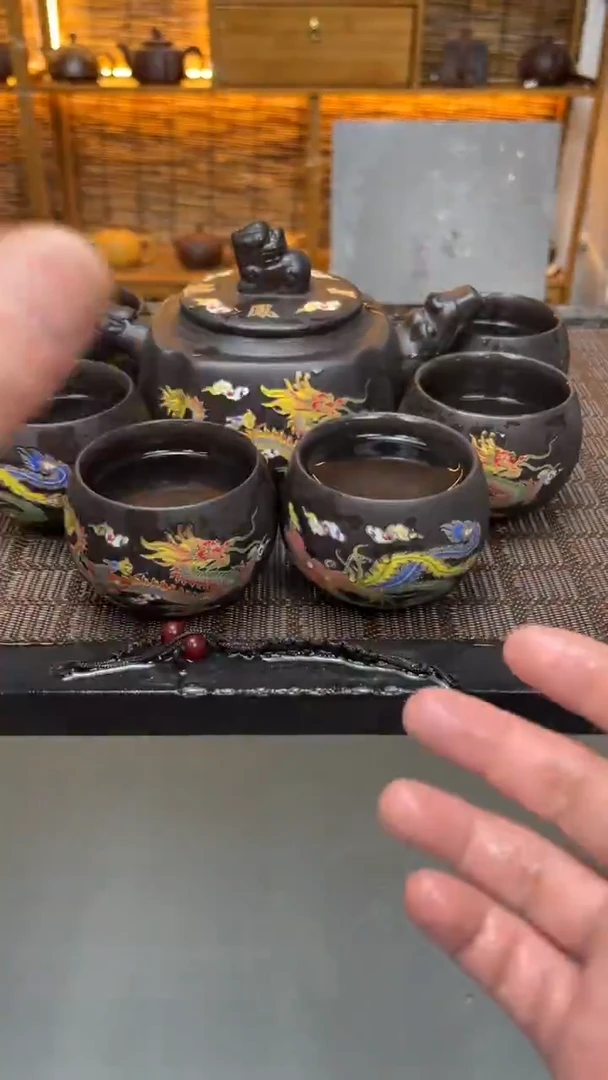 600毫升龙凤呈祥四方壶一壶六杯