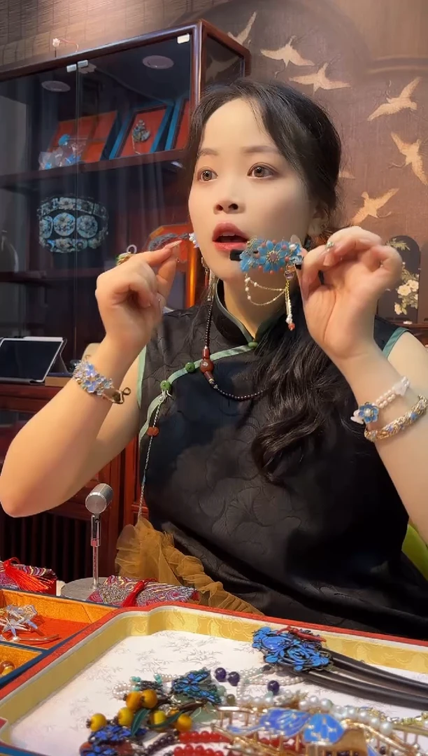 纯铜锆石合金非遗重工发夹