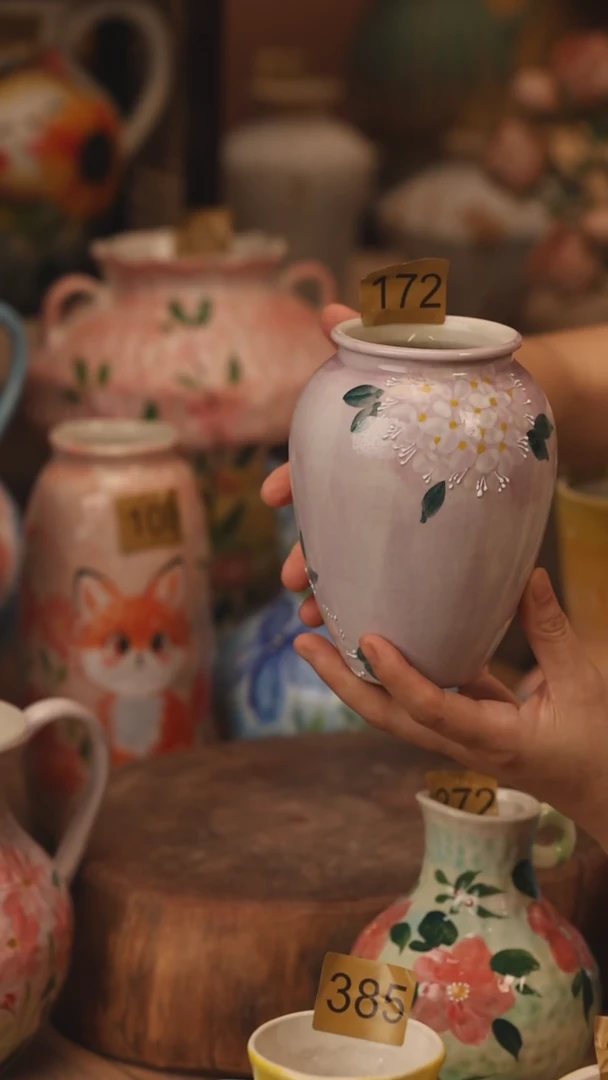陶瓷172景德镇设计师手作花器摆件侘寂风