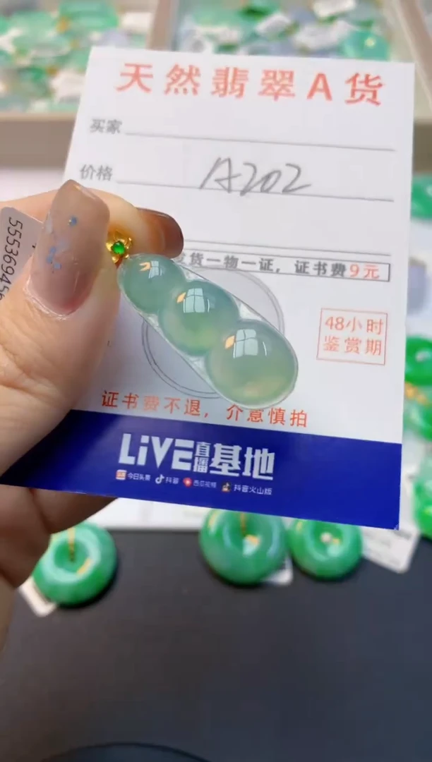 颈饰18K金镶嵌翡翠天然缅甸A货翡翠百元以上9元证书费自理