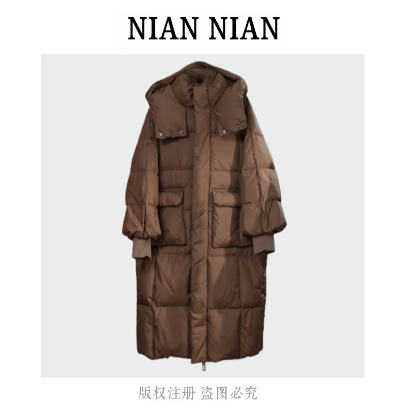 【冬日神器】年年2025新款冬季正品保暖抗冻连帽中长款加厚羽绒服