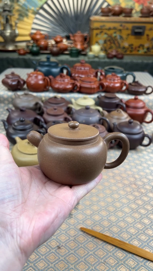 茶壶紫砂老段泥平盖莲子壶200CC