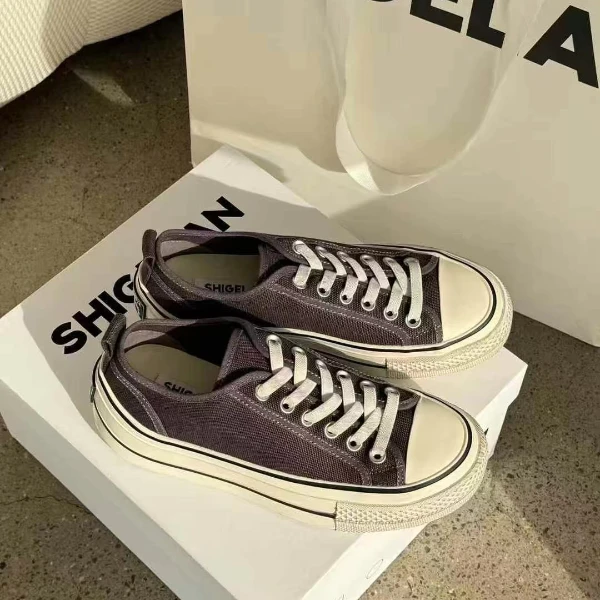 诗歌兰女鞋新款厚底做旧韩版帆布鞋休闲鞋