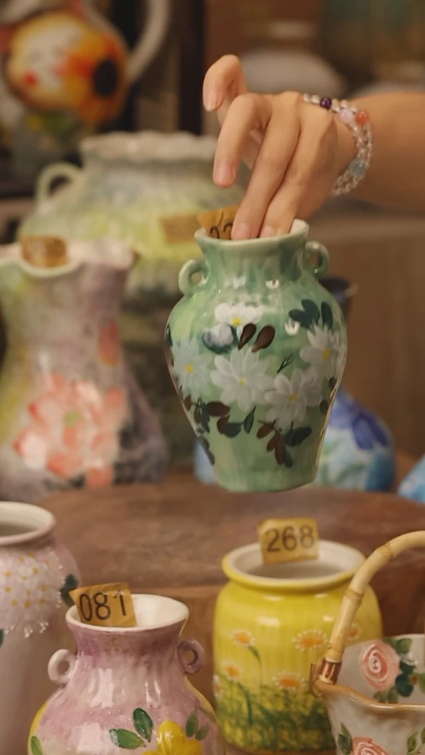 陶瓷221景德镇设计师手作花器摆件侘寂风
