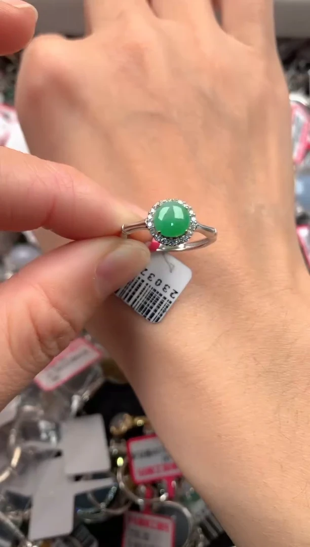 银S925镶嵌戒指翡翠222   5