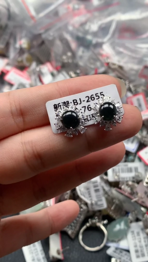 银S925镶嵌戒指翡翠天然A货缅甸翡翠