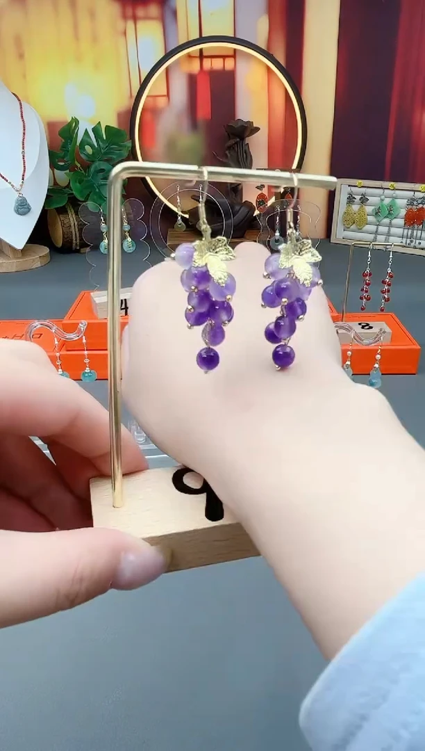 未镶嵌耳饰紫晶439