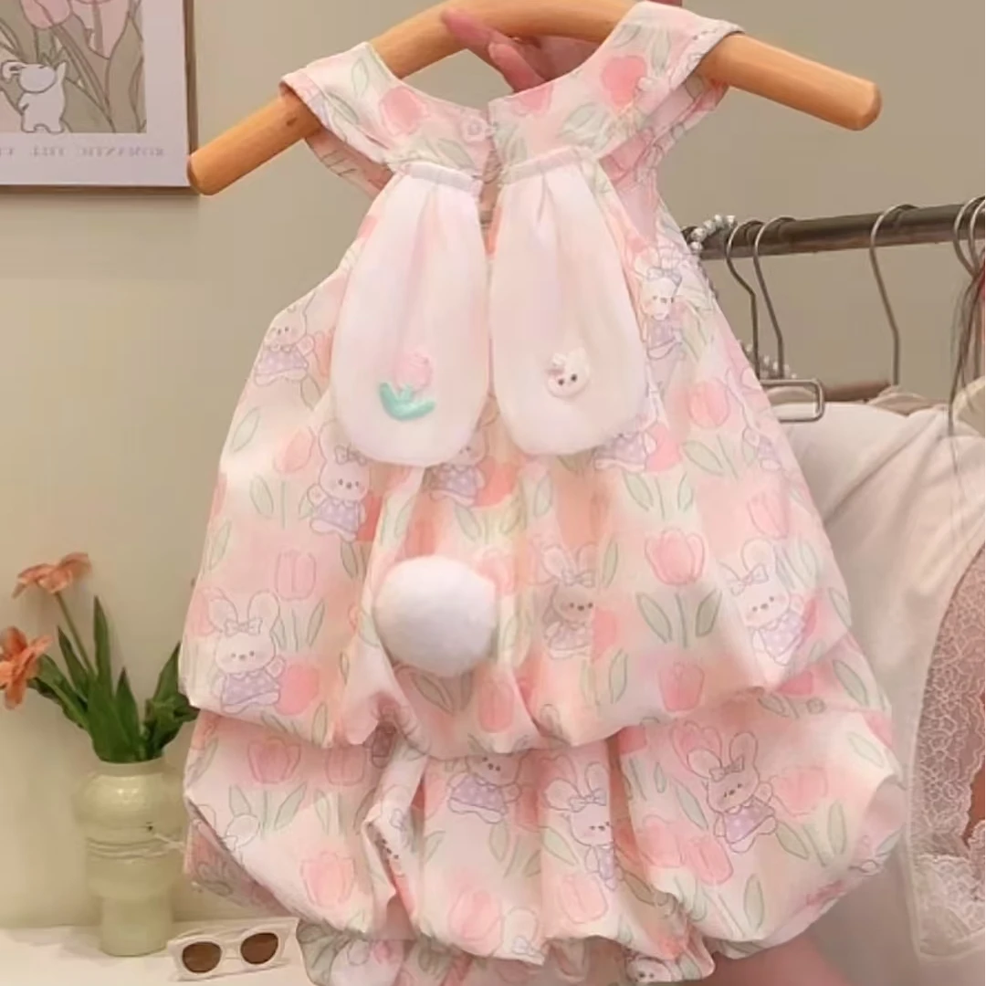 女童夏季儿童粉色女孩生日日常女宝甜美兔子系列