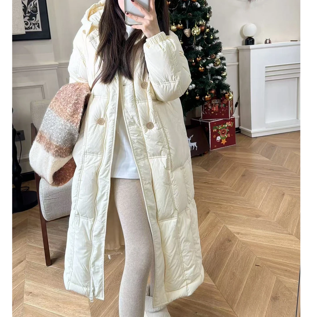 【PGXIAOM】mini定制米白色长款羽绒服外套YR5618