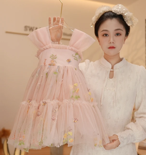 【Y.FH60】2025新款夏季女童夏季国风甜美女宝连衣裙公主女孩洋气