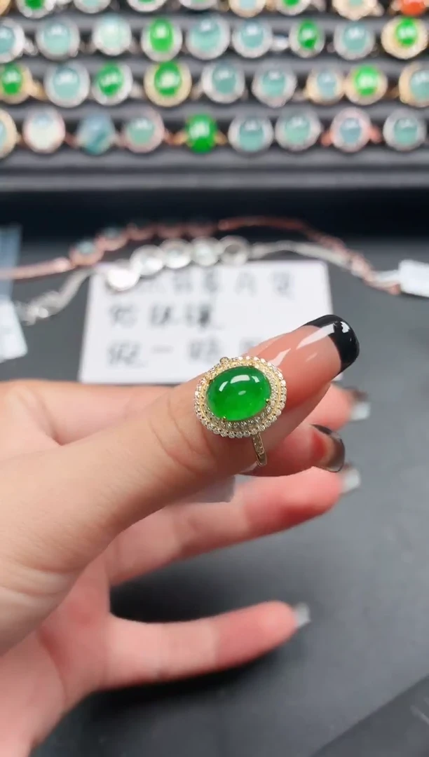 翡翠戒指银S925镶嵌111