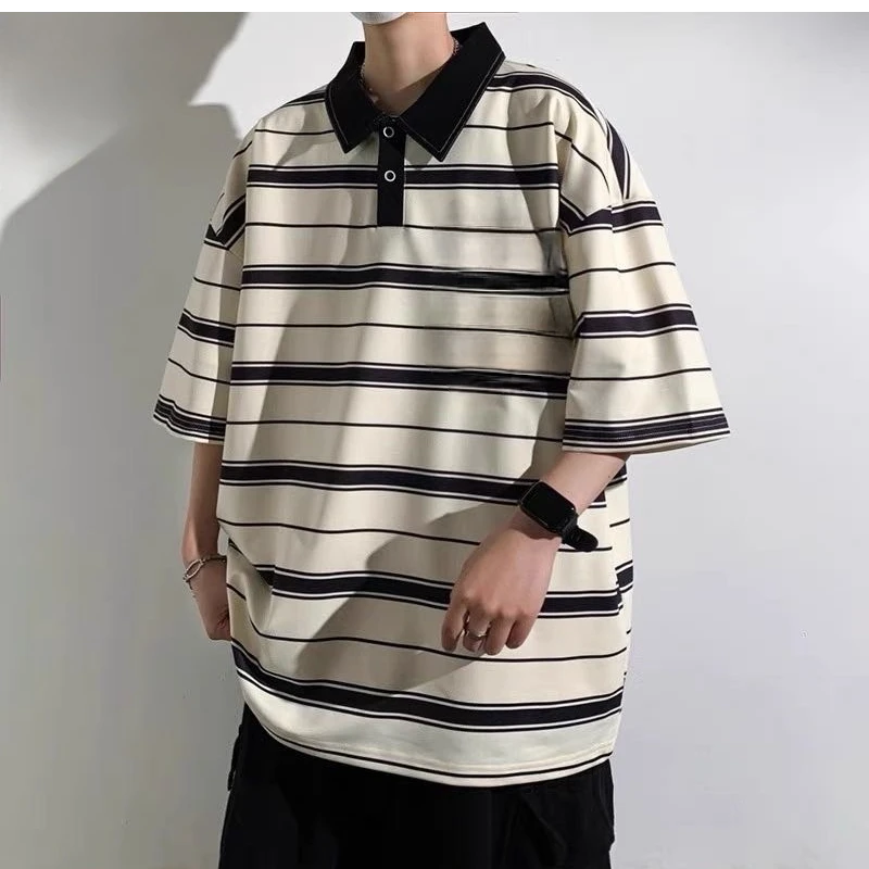 24022高端专享厚里夏款条纹短袖黑色