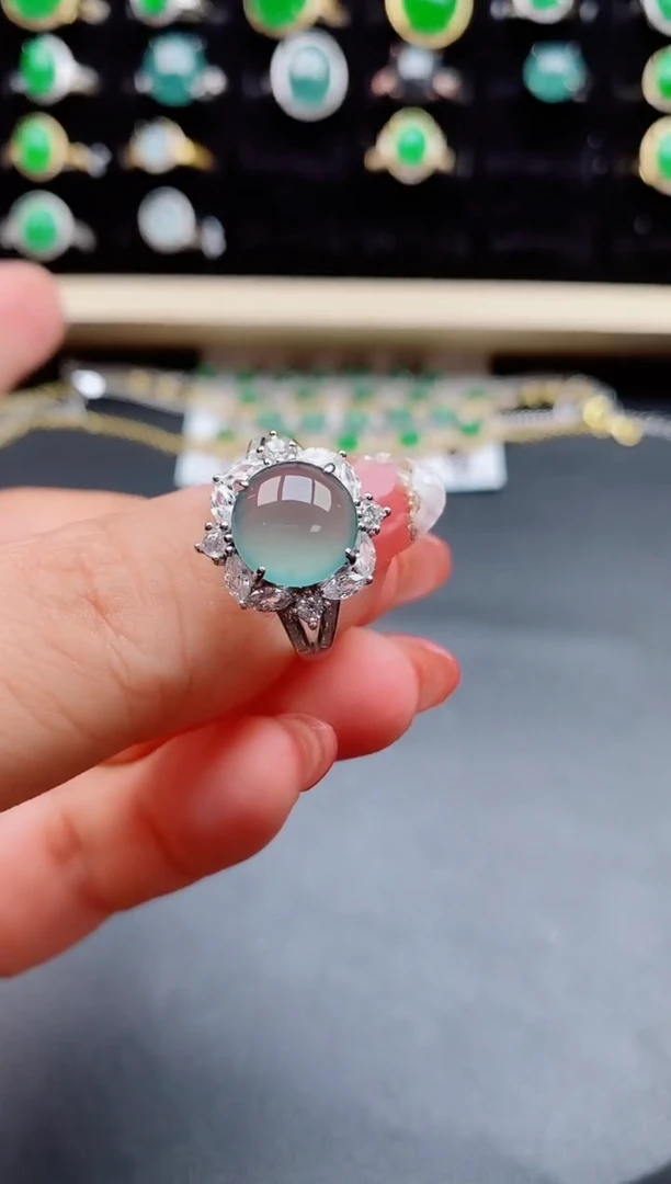 【闪购商品】翡翠戒指银S925镶嵌085850