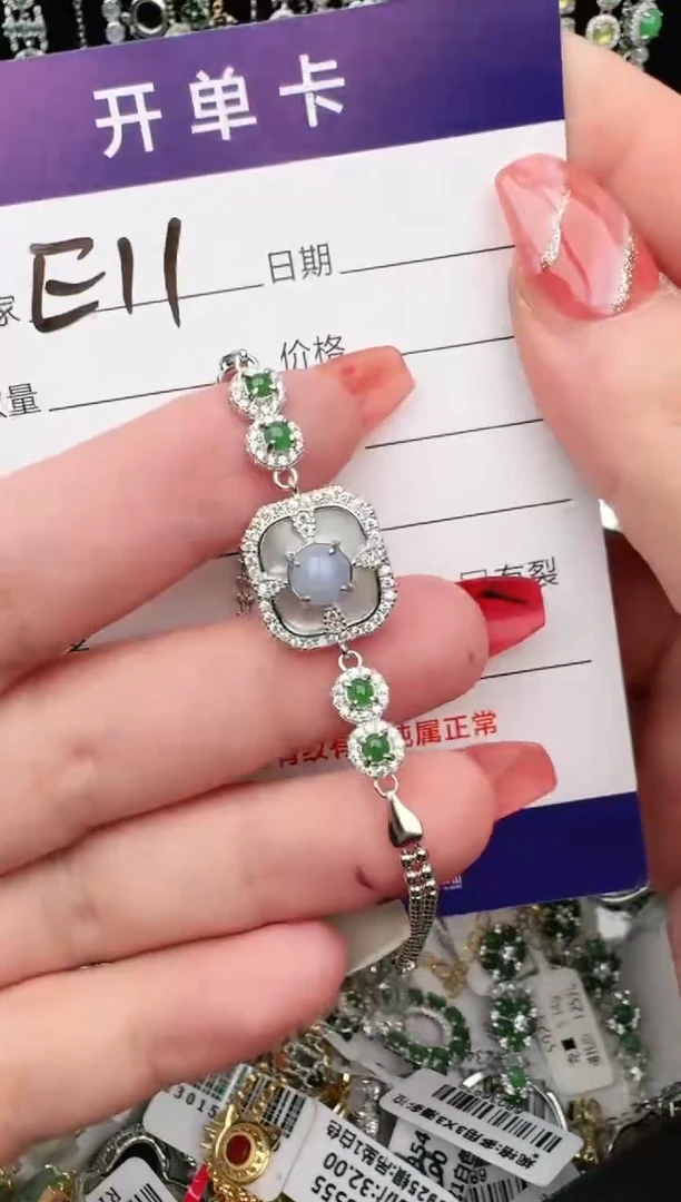 翡翠戒指银S925镶嵌1111