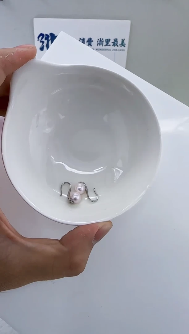 银S925镶嵌海水珍珠DA海水akoya耳钩7-8 y567