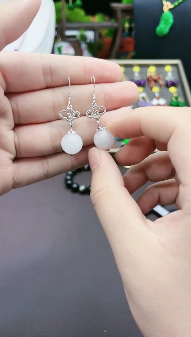 【闪购商品】玛瑙/玉髓耳钉银S925镶嵌101000