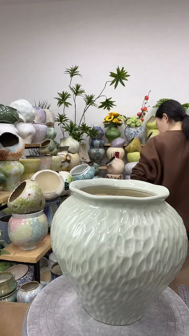 9.5陶瓷花盆直播链接高. 23     口14