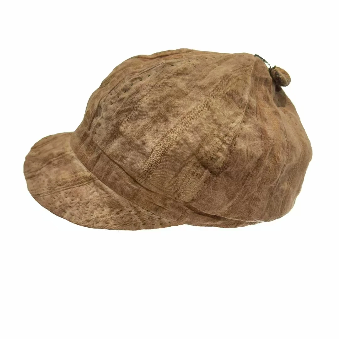 左岸迷香春夏上新植物染棉麻时尚帽子鸭舌帽卡其色咖色棕色百搭