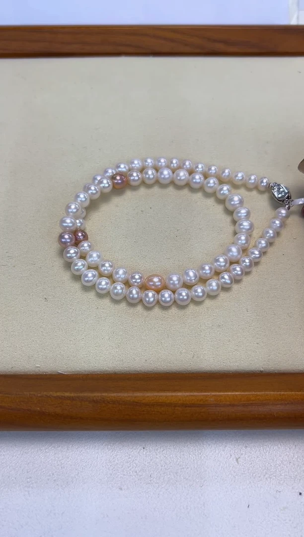 颈饰银S925镶嵌淡水珍珠6.5-7.5MM无核