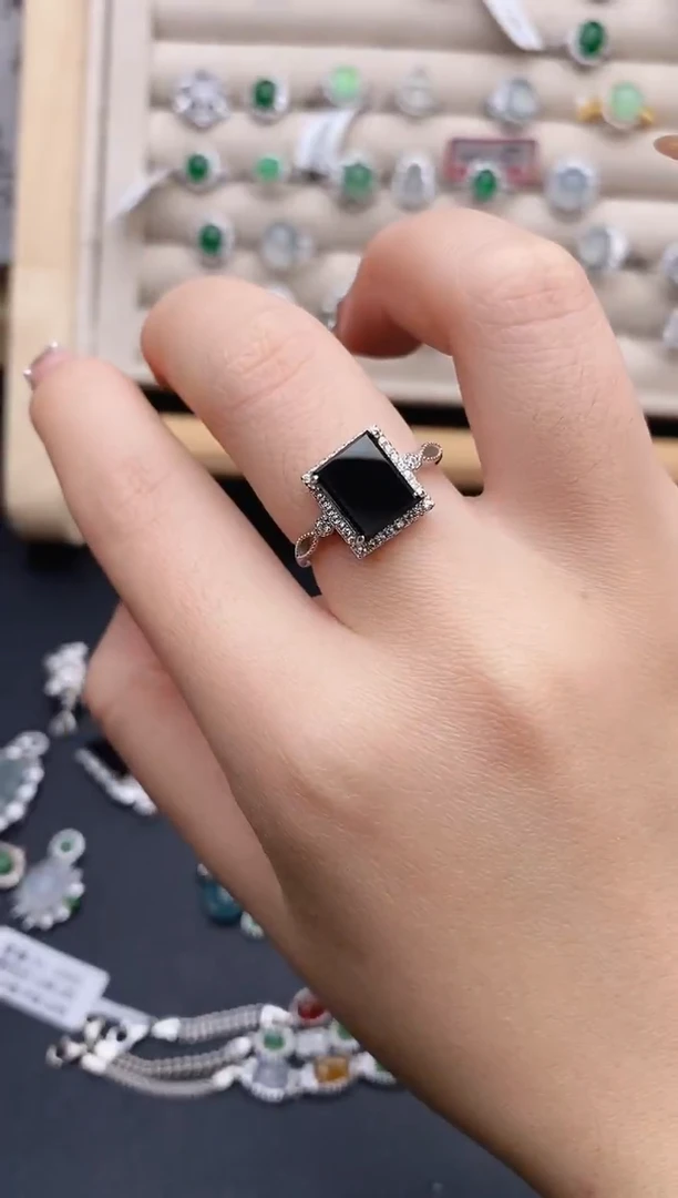 银S925镶嵌戒指翡翠0