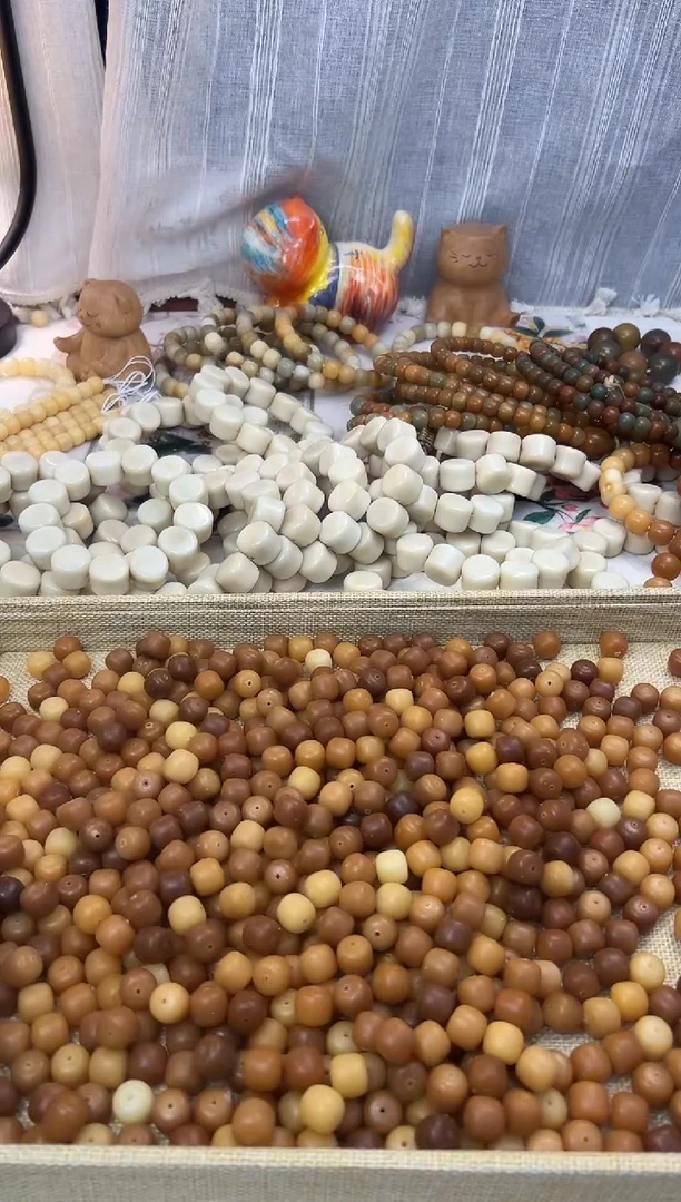 菩提根/象牙果手串11.7烤色墩墩毛坯有瑕50颗2628