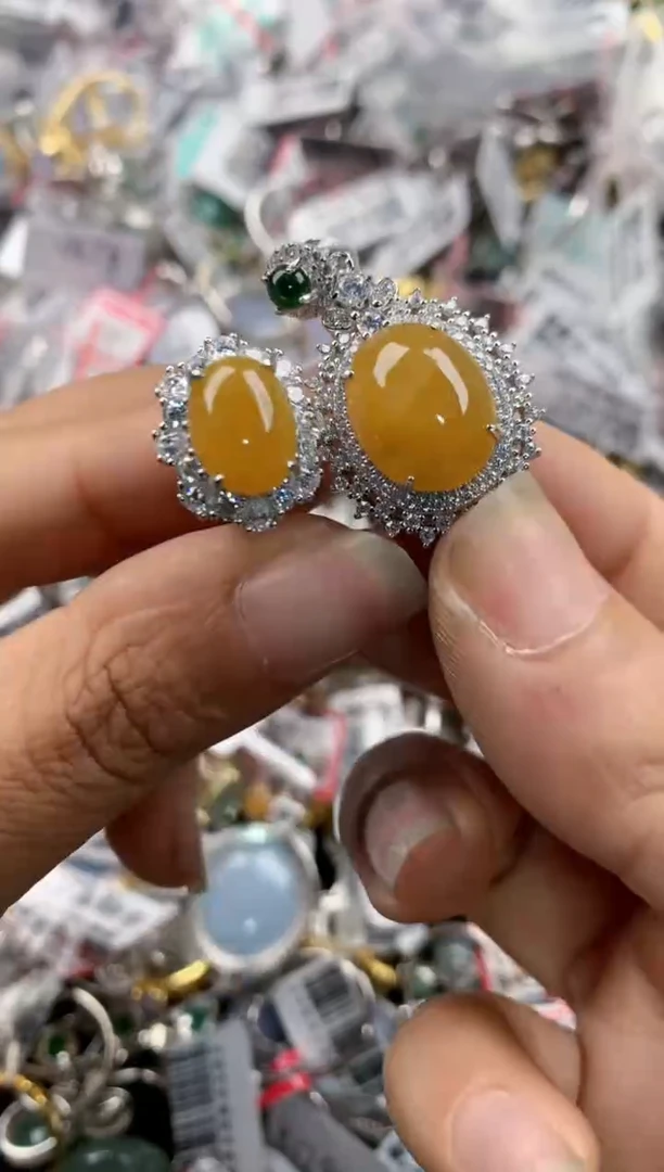 银S925镶嵌戒指翡翠16-16-16       2