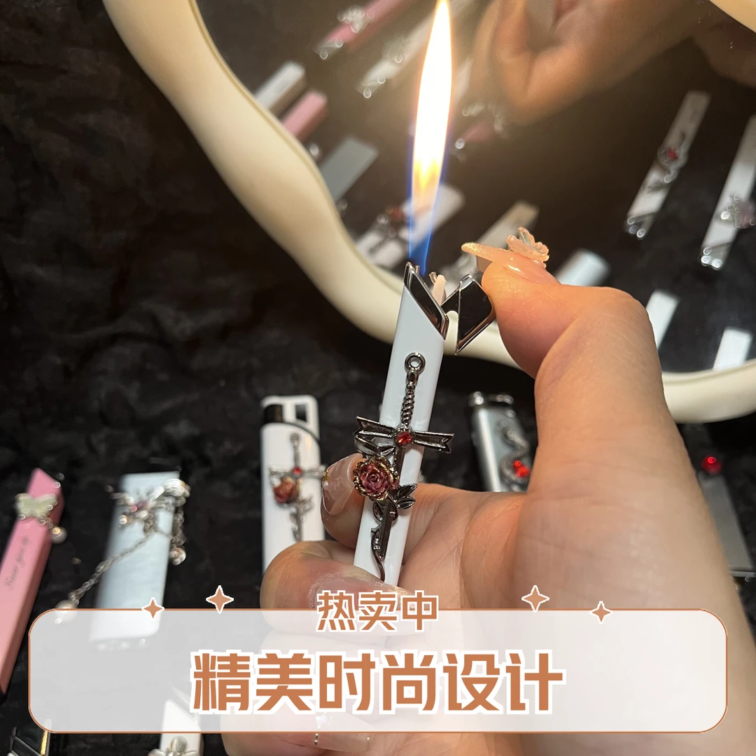 高颜值个性时尚蝴蝶打火机充气小巧迷你便携送男友女友送礼佳品