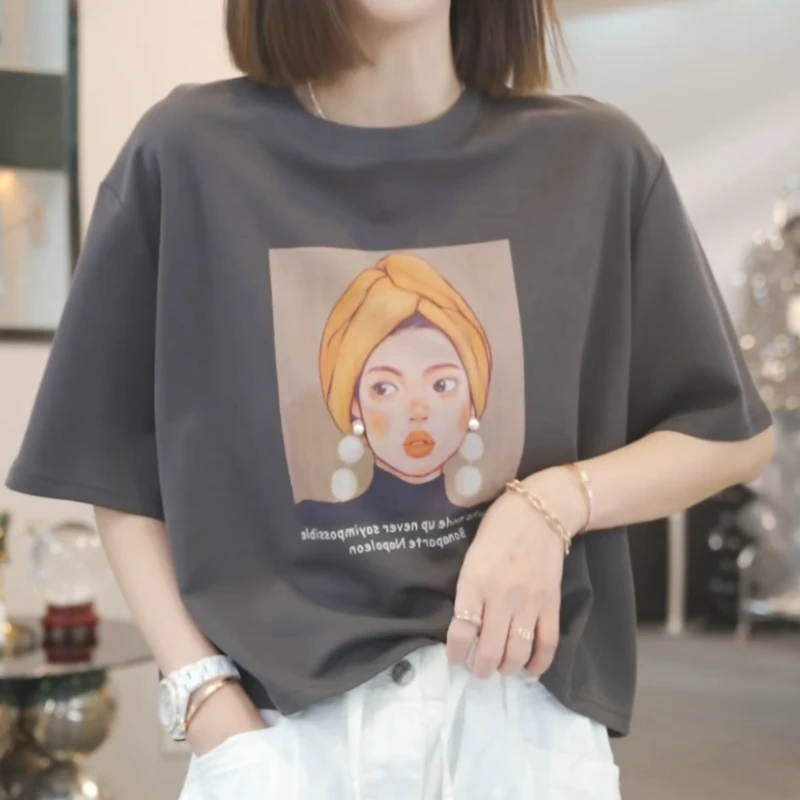 2025夏季新款时尚休闲气质百搭显瘦T恤上衣LK2503579