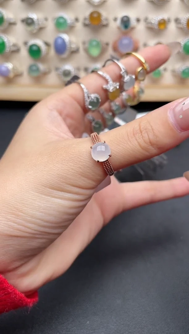 【闪购商品】翡翠戒指银S925镶嵌一物一证一礼盒