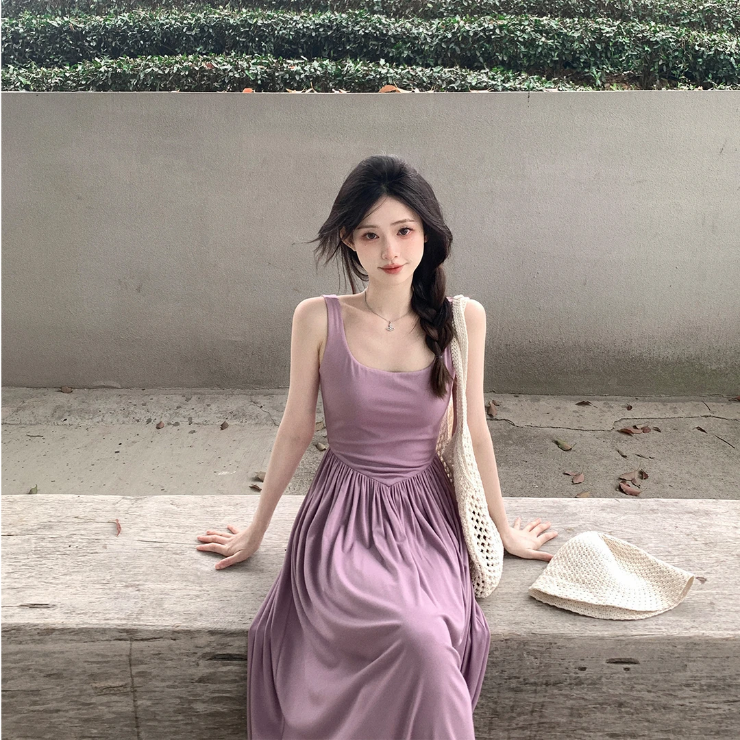 Zzhen【夏目踏青】高弹莫代尔吊带裙显瘦百搭连衣裙 DLYQ922