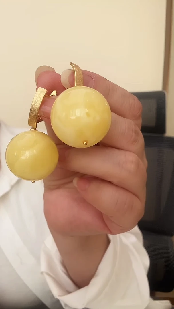 琥珀银S925镶嵌耳饰耳环