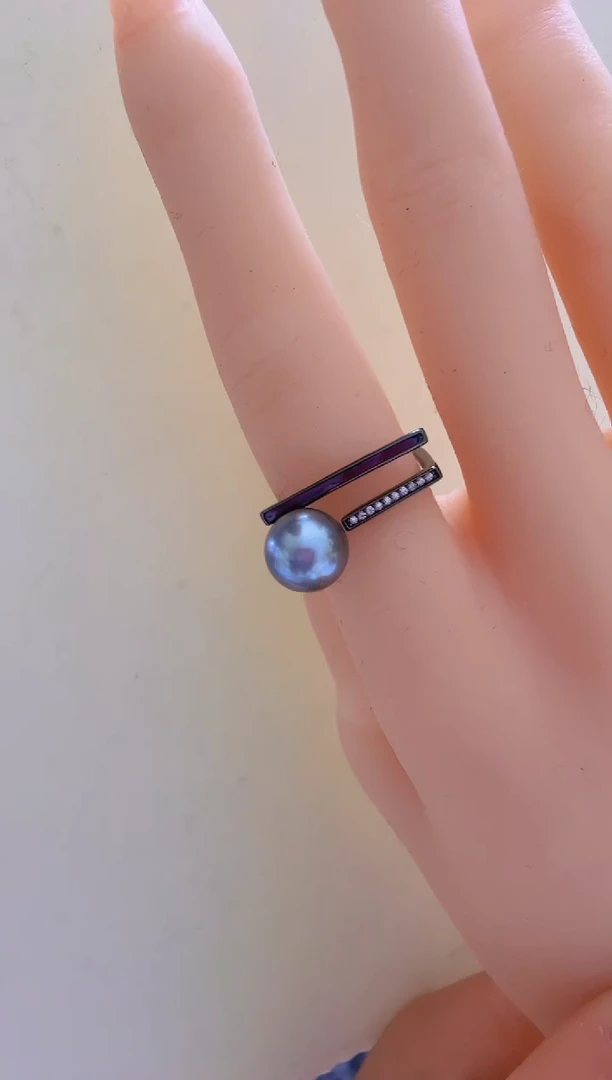 【闪购商品】海水珍珠戒指未镶嵌大溪地8.9mm+S925银戒指