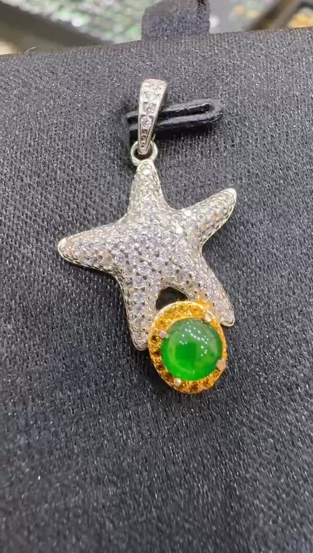 吊坠(不含链)银S925镶嵌翡翠多样性团购发一件