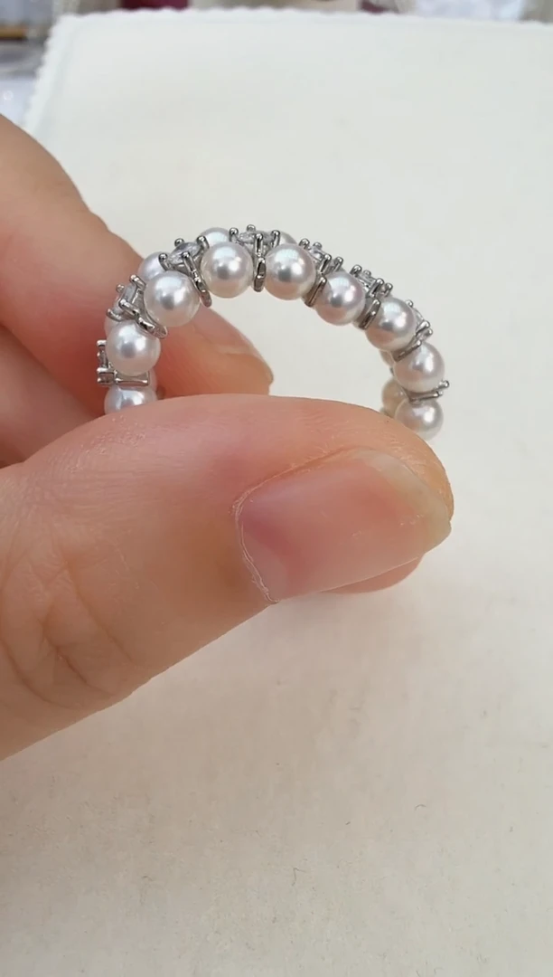 未镶嵌戒圈拼合珍珠（马贝珠）双层戒指