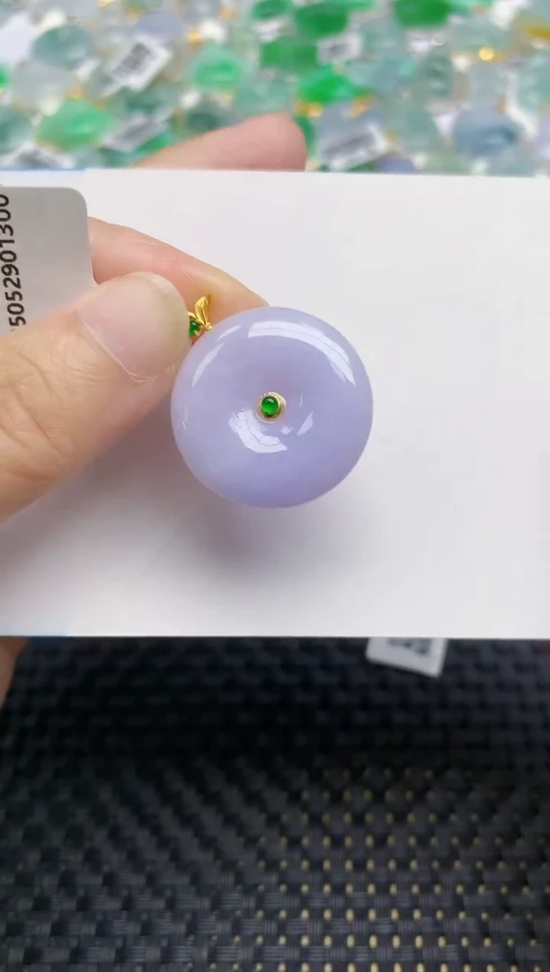 翡翠18K金镶嵌颈饰天然翡翠A货