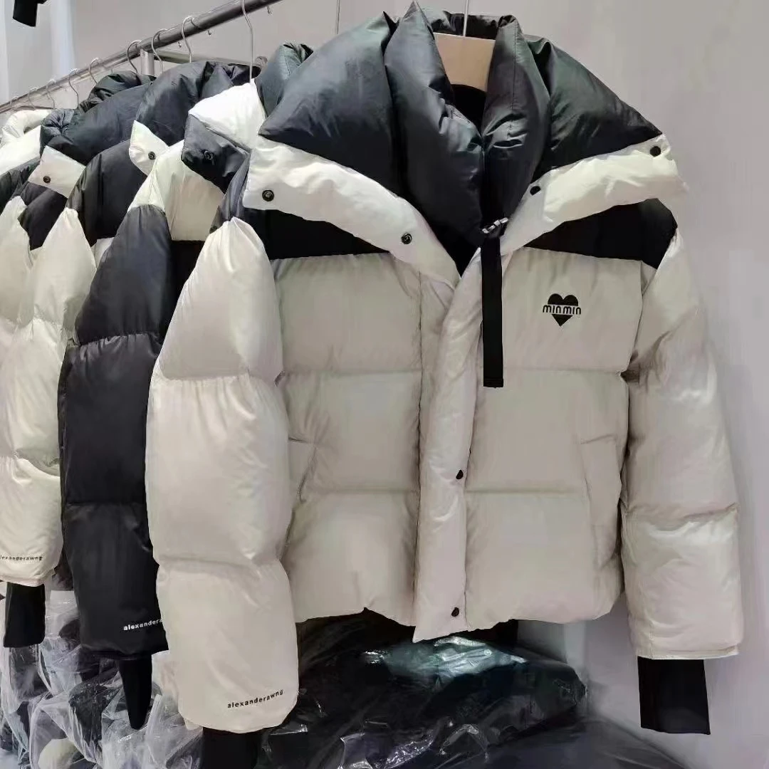 2024拼色女短款加厚宽松爱心小个子面包服外套YJ