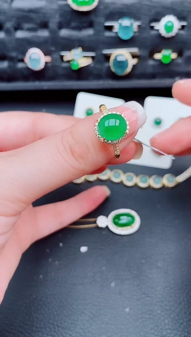 翡翠戒指银S925镶嵌天然a货翡翠292