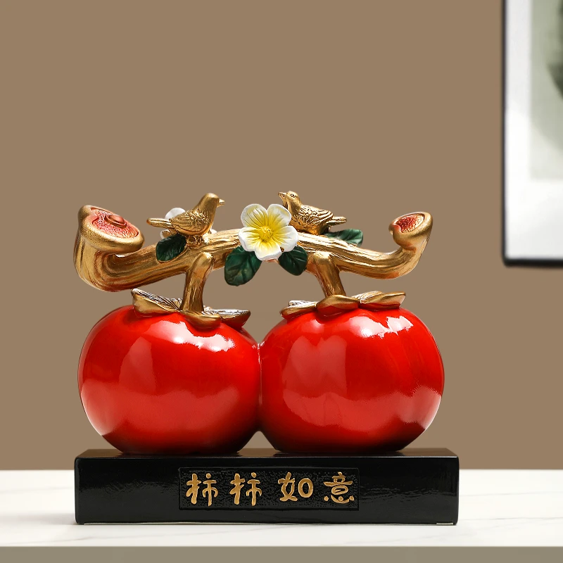 柿柿如意柿子摆件入宅乔迁新居之喜礼物客厅玄关酒柜电视柜装饰品