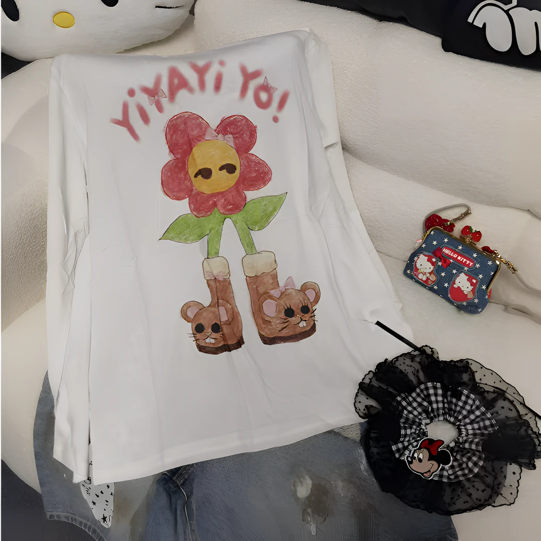 BLX--6088（深圳男友出品）新款小众设计款ins涂鸦印花上衣