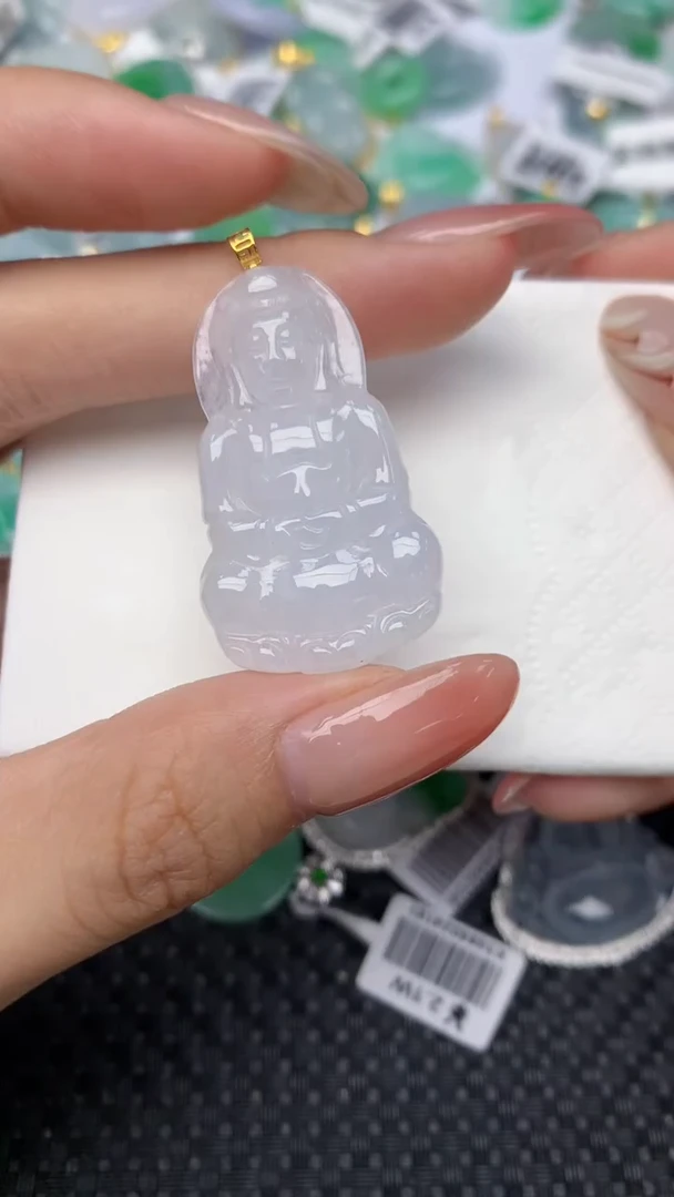 翡翠18K金镶嵌颈饰天然翡翠a货