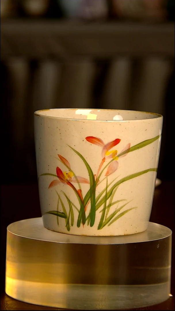 摆件陶景德镇直筒兰花杯