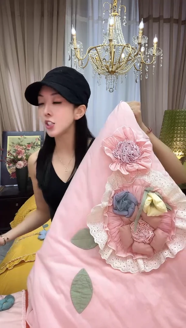 棉绒甜心花朵 粉 夏被